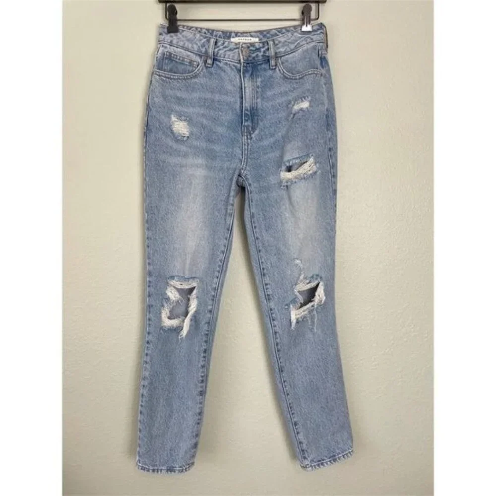 Pacsun distressed mom jeans high rise eco light blue 26 - Picture 2 of 11